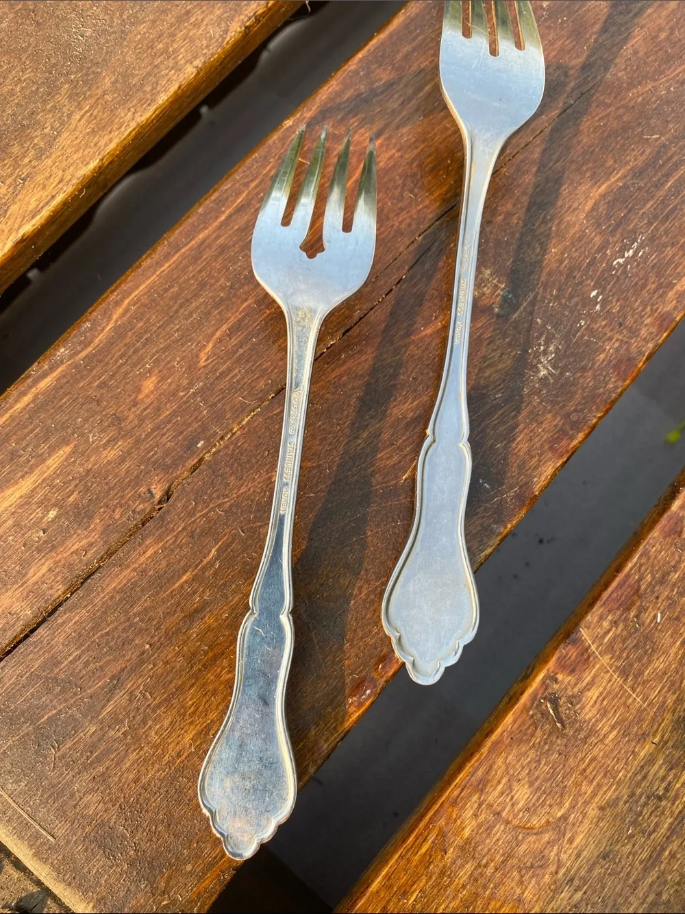 Vintage Rogers Stainless Korea Fiddle-Back Dinner/Salad Forks - Set of 2 MCM